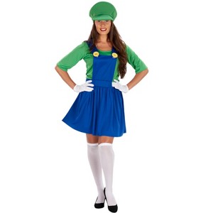 Adult Green Plumber Dress Costume - 1 of 3
