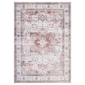 Washable Area Rug 4'x6' Vintage Traditional Floor Cover Foldable Thin Rugs Low Pile Soft Floral Medallion Vintage Design for Bedroom Living Room - 1 of 4