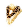 Ross-Simons Italian Leopard-Print Enamel Link Ring in 18kt Gold Over Sterling - 3 of 4