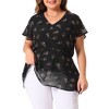 Agnes Orinda Women's Plus Size V Neck Short Sleeve Floral Print Tiered Peplum Blouses - 2 of 4
