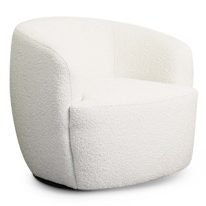 Mina Boucle Swivel Chair with High-Density Foam, 360¡ã Steel Base, and Round Arms for Living Room - 1 of 4