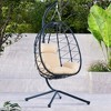 Egg Chair with Stand Indoor Outdoor Swing Chair Patio Wicker Hanging Egg Chair Hanging Basket Chair Hammock Chair - 3 of 4