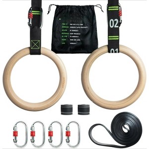 1.1" Olympic Gymnastic Rings with Straps for Pull-Up, Row, Dip & Full Body Workouts at Home or Outdoors - 1 of 4