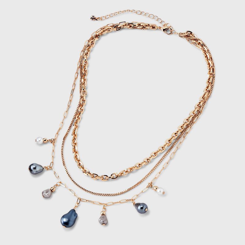 Chain Pearl Multi-Strand Necklace Set 3pc - A New Day™, 4 of 7