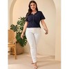 Clearlove Plus Size Shirt for Women Summer Tunic Top Casual Pleated Button Up T-Shirt - 4 of 4