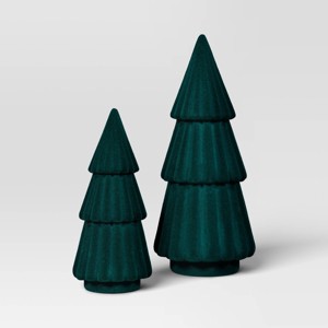 2pk Christmas Flocked Tree Green - Wondershop™ - 1 of 3