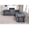 Standard Velvet Fabric Modular L-Shaped Sectional Sofas Set with Multiple Independent Seats, Includes Ottoman, and Wooden Metal Armrests - 3 of 4