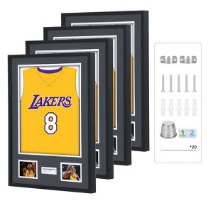 MUKE Jersey Display Case with Lock, UV Protection & Pinboard, Jersey Shadow Box Frame for Photos & Autographs - 1 of 4