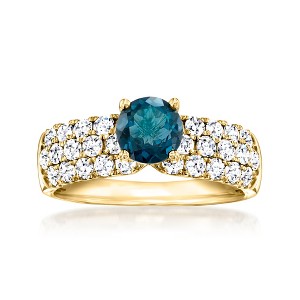 Ross-Simons 1.00 Carat London Blue Topaz Ring With 1.00 ct. t.w. Lab-Grown Diamonds in 14kt Yellow Gold - 1 of 4