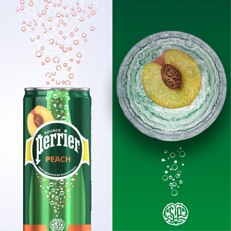Perrier Peach Flavored Sparkling Water - 8pk/11.15 fl oz Cans, 3 of 12