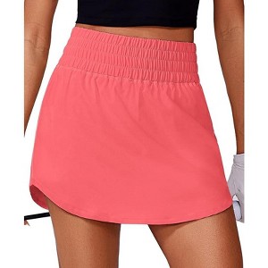 Pinspark Golf Skirts for Women High Elastic Waisted Athletic Skort 2 Pockets Curved Hem Tennis Skirt for Pickleball Workout - 1 of 4