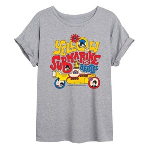 Women's - The Beatles - Yellow Submarine Letters Oversized Graphic T-Shirt - 1 of 4