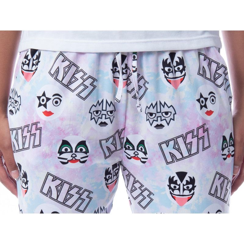 KISS Womens' All Over Band Logo and Faces Pastel Tie Dye Pajama Sleep Pants Multi, 3 of 5
