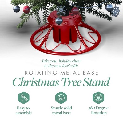 8-Foot Black Pre-Lit Artificial Christmas Tree with Rotating Red Stand