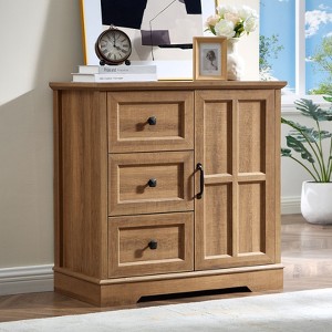 Farmhouse 3 - Drawers Dresser Organizer, Rustic Tall Chest of Drawers for Bedroom - 1 of 4
