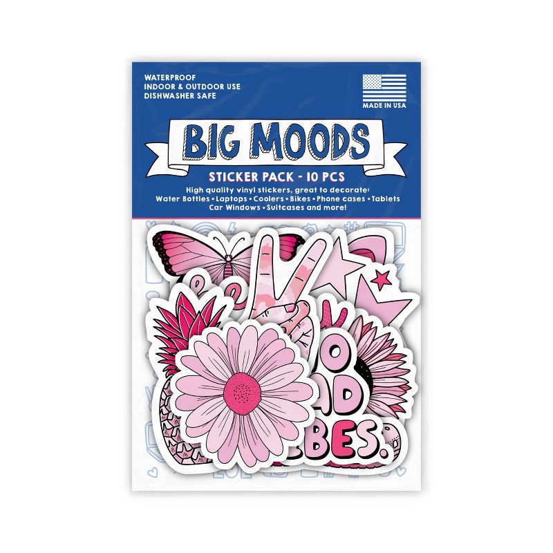 Big Moods Aesthetic Sticker Pack 10pc - Pink, 3 of 4