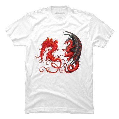Men's Design By Humans Phoenix vs Dragon By chriskar T-Shirt