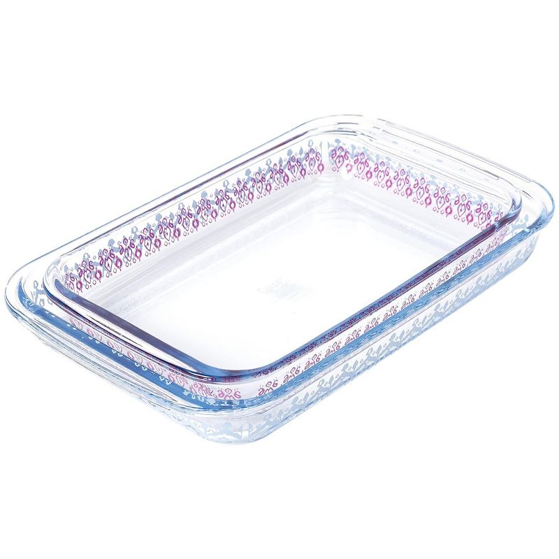 Spice By Tia Mowry 2 Piece 3.1 Quart and 2.3 Quart Glass Baker Set in Blue and Pink, 3 of 8