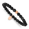 Chisel Stainless Steel Polished Rose IP-plated 6mm Black Onyx Stretch Bracelet - 2 of 4