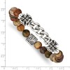 Chisel Stainless Steel Antiqued and Polished Cross 8mm Natural Turquoise Beaded Stretch Bracelet - 4 of 4