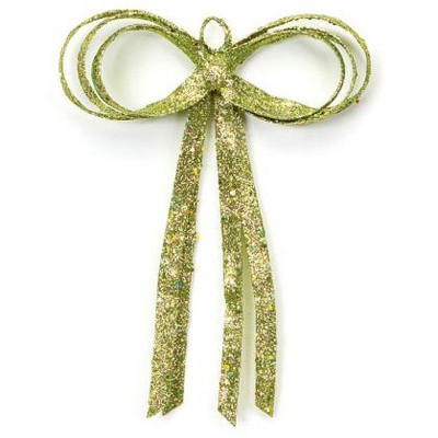 Melrose 16" Green Glitter Drenched Bow Christmas Decor