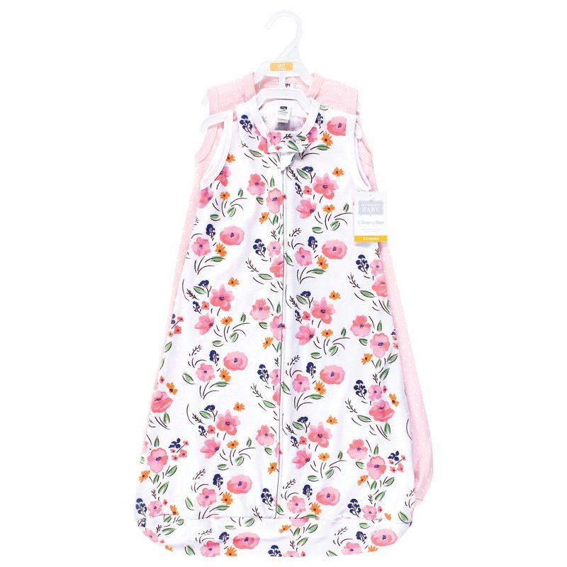 Hudson Baby Infant Girl Cotton Long-Sleeve Wearable Sleeping Bag, Sack, Blanket, Floral Bouquet Sleeveless, 2 of 5