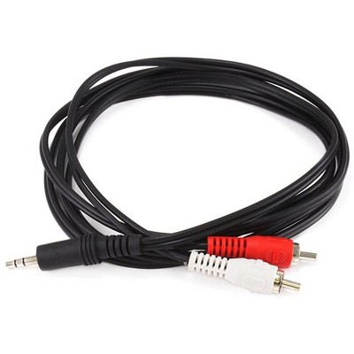 Monoprice Audio/Stereo Cable - 6 Feet - Black | 3.5mm Stereo Plug/2 RCA Jack, Mp3 Player/Phone Headphone Output to Home Audio System