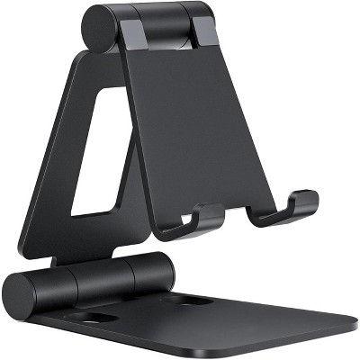 Attop Dual Folding Cell Phone Stand, Fully Adjustable Foldable Desktop Phone Holder Cradle Dock Compatible with Phone, Nintendo Switch, All Phones