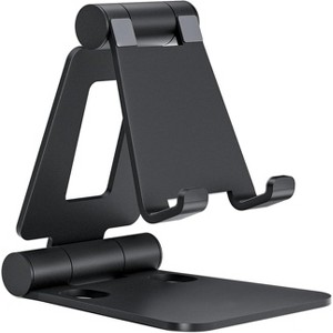 Attop Dual Folding Cell Phone Stand, Fully Adjustable Foldable Desktop Phone Holder Cradle Dock Compatible with Phone, Nintendo Switch, All Phones - 1 of 4