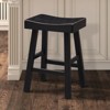 Traditional Solid Wooden Stool Set of 2pc, Contour Seat Black 24"H - 4 of 4
