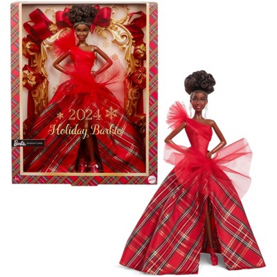 Barbie Signature 2024 11.5" Holiday Barbie Fashion Doll, Seasonal Collector Gift, Brown Hair with Plaid Gown