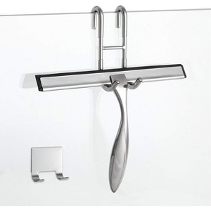 12-Inch Shower Squeegee Set, Includes Shower Door Hook and Adhesive Hook for Mirrors, Windows, and Glass Doors - 1 of 4
