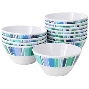 Gibson Home Tropical Sway Orleans 12 Piece 6 Inch Melamine Bowl Set in White and Blue - 1 of 4