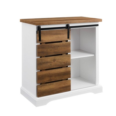 Tertia Modern Transitional Accent Cabinet with Sliding Plank Door - Saracina Home