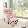 Modern Lazy Sofa Chair with Soft Bag Upholstery and Iron Frame, Single Indoor Sofa Chair Featuring Comfortable Backrest and Footrest, - 2 of 4