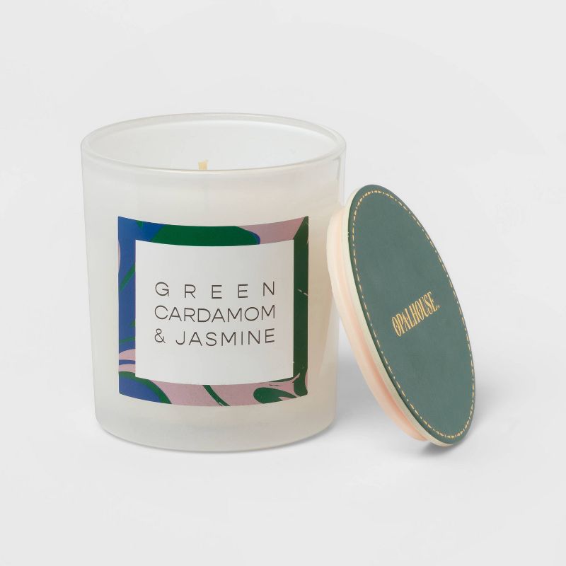 Milky Glass Jar Candle Green Cardamom &#38; Jasmine - Opalhouse&#8482;, 4 of 5