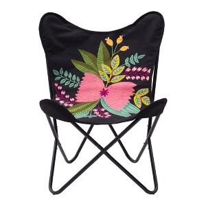 HomeRoots 26" Black Tropical Butterfly Chair - 1 of 4