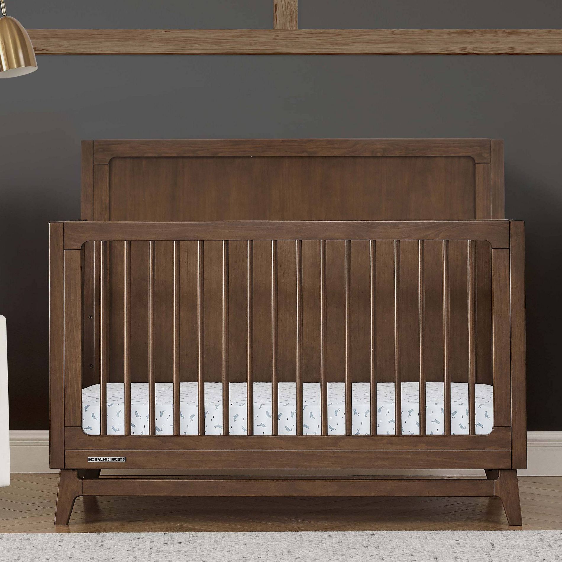 Delta Children Spencer 6-in-1 Convertible Crib - Greenguard Gold Certified - Teak Brown