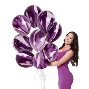 Treasures Gifted Purple Marble Balloons - 12 Inch Latex Balloons - 100 Pack - 1 of 1