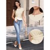 INSPIRE CHIC Women's Cap Sleeve Crew Neck Peplum Business Casual Blouses with Belt - 2 of 4