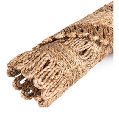 Handmade Round Brown Braided Jute Area Rug