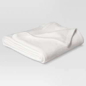 Twin Solid 100% Cotton Bed Blanket White -Threshold