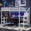 Whisen Metal Full Loft Bed with Wardrobe, LED Light, L Shaped Desk and USB, Premium Materials for Stability - 2 of 4