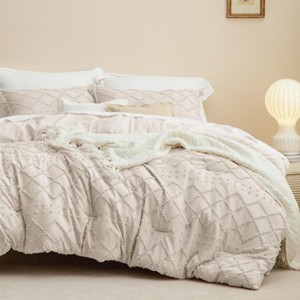 Queen Comforter Set -Bedsure 3Pcs Comforter Bedding Set with Intricate Solid Embroidery - 1 of 4