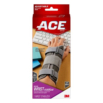 Ace Deluxe Left Wrist Stabilizer Adjustable Brace,Gray, 1 ea
