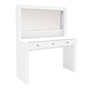 Boahaus Amalia Makeup Vanity White: Bedroom Table with Mirror, Wood Laminate, Unlit - 1 of 4