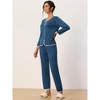 cheibear Women's Long Sleeve Pullover Top with Pants Sleepwear Pajama Sets - 3 of 4