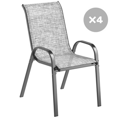 Outsunny Outdoor Dining Chairs Set of 4, Stackable Outdoor Patio Chairs with High Back, Breathable Mesh Seat for Garden Lawn Backyard, Mixed Gray