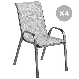 Outsunny Outdoor Dining Chairs Set of 4, Stackable Outdoor Patio Chairs with High Back, Breathable Mesh Seat for Garden Lawn Backyard - 1 of 4