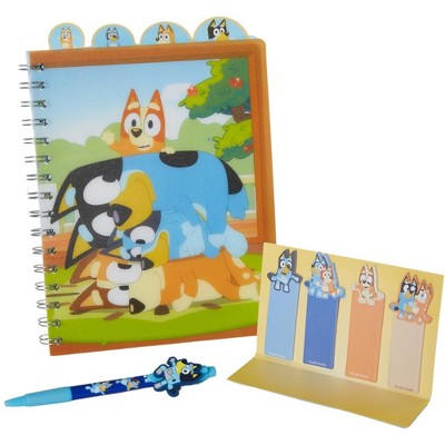 Bluey Tab Journal Spiral Notebook, Ballpoint Pen, Sticky Tabs, 96 Lined Pages
